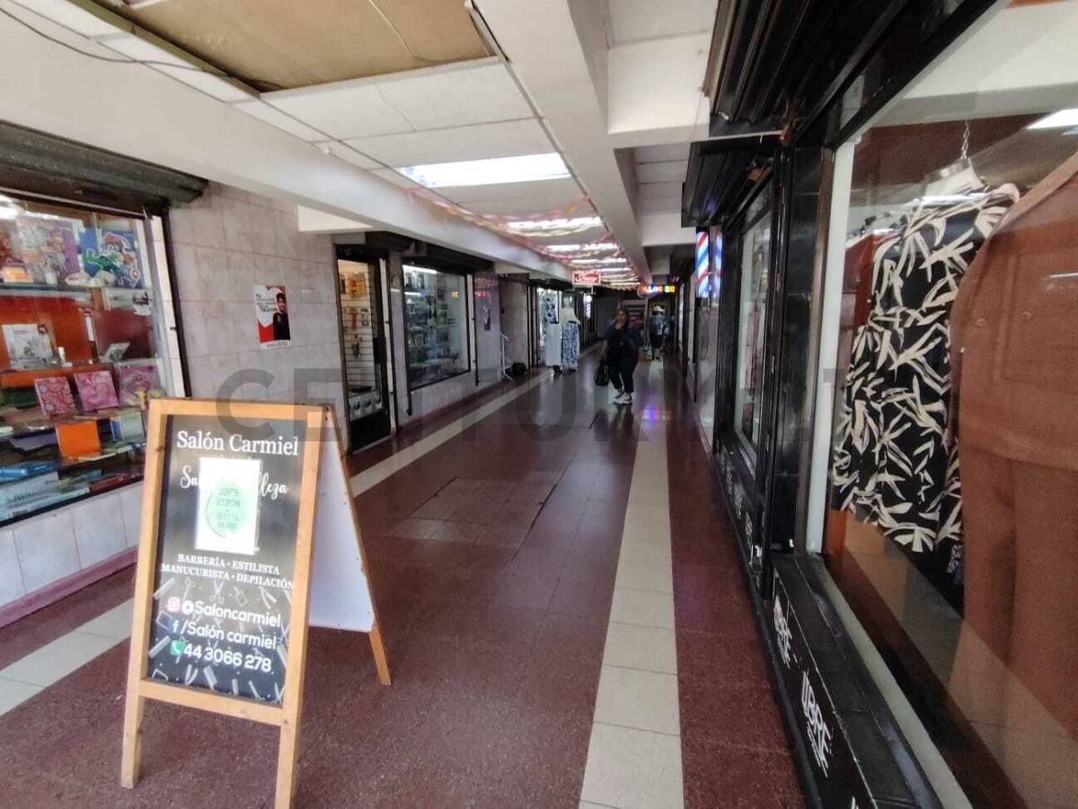 Pasillo interior con locales comerciales activos